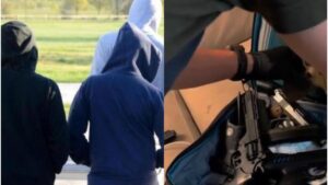Immagini di un controllo di polizia collegato alla criminalità giovanile